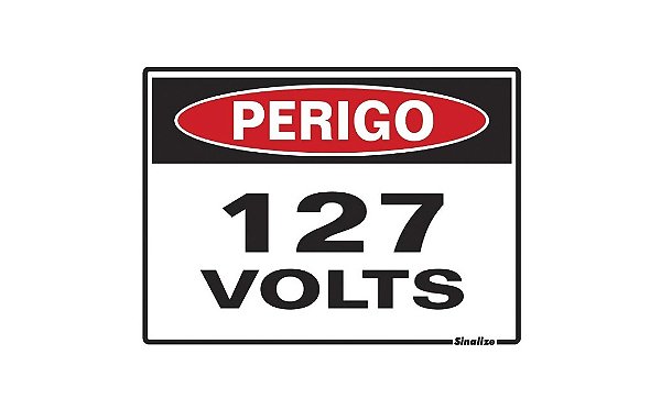 Placa Sinalizadora Vinil (Perigo 127 Volts) - 15x20