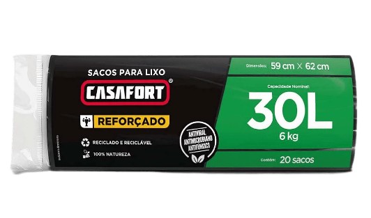 Saco de Lixo Preto (com 20 Peças) - 30 Litros