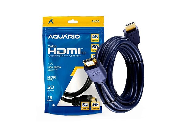 Cabo HDMI 2.0 4K 3D 19 Pinos (5 Metros) - Aquário