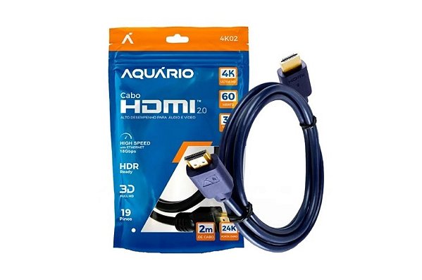 Cabo HDMI 2.0 4K 3D (19 Pinos) - 2 Metros