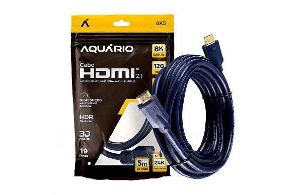 Cabo HDMI 2.1 8K 3D (19 Pinos) - 5 Metros