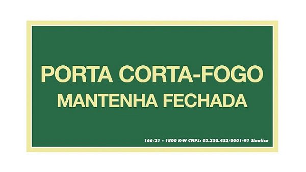 Placa de Sinalização (Porta Corta Fogo Fotoluminescente) - 15x30cm