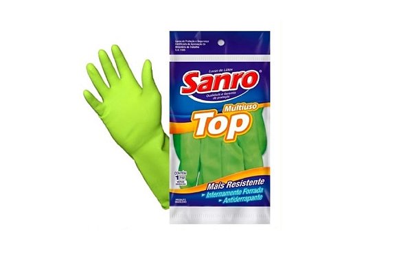 Luva de Mão Borracha Forrada (Grande) - Sanro