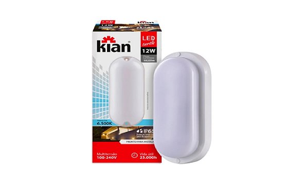 Luminária LED Tartaruga Oval Branco (12W) - 6500K