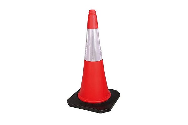 Cone PVC Fluorescente (Branco/Laranja) - 75cm