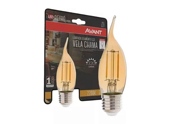 Lâmpada LED Retrô Vela Chama Dimerizável E27 (4W) - 2200K