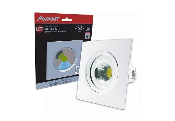 Spot Led Embutir Quadrado Bivolt 12W 6500K