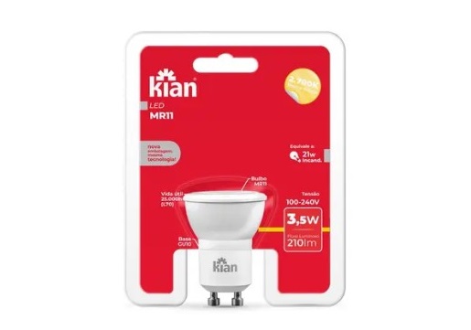 Lâmpada LED Dicroica Bivolt MR11 GU10 (3,5W) - 2700K