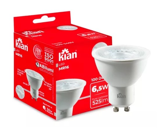 Lâmpada MR16 GU10 (6,5W) - 4000K