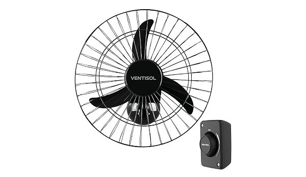 Ventilador de Parede 3 Pás 50cm Preto (Bivolt) - Ventisol