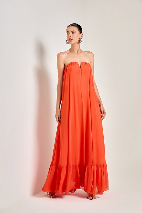 VESTIDO LONGO LILA LARANJA