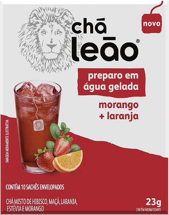 Chá Leão Água Gelada - Morango e Laranja 10 Sachês
