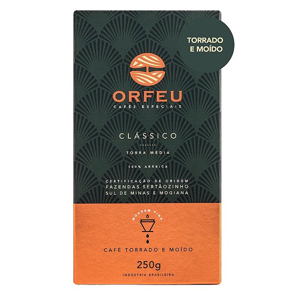 Café Orfeu Torrado e Moído Clássico 100% Arábica - 250g Moagem Fina