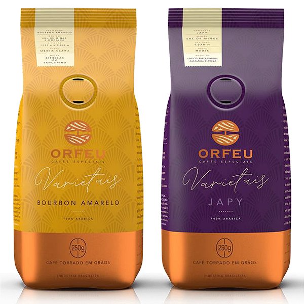 Café em Grãos Orfeu Varietais Japy e Bourbon Amarelo - Combo 2 x 250g