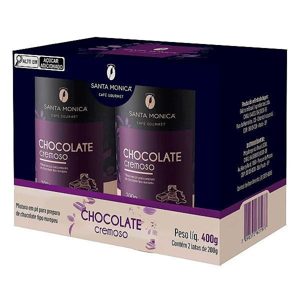 Chocolate Cremoso Santa Mônica 2 Latas Com 200g Cada