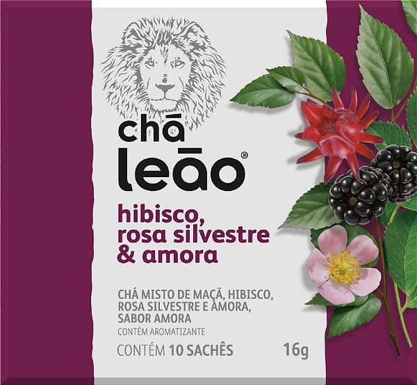 Chá Leão Hibisco, Rosa Silvestre e Amora 10 sachês