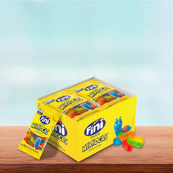 Caixa com Tubes Morango Azedinho com 12 unidades - Fini - Minhocas