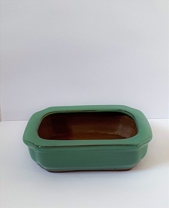VASO BONSAI RETANGULAR VERDE CLARO - Cerâmica