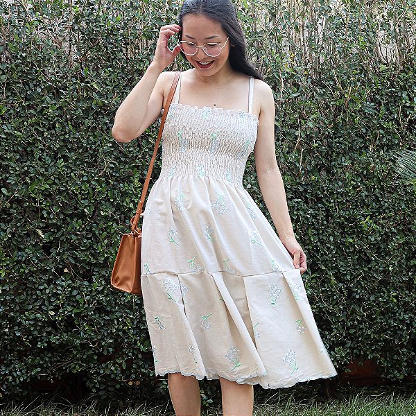 Vestido Aurora Bordado Azul