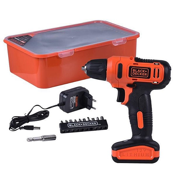 Parafusadeira e furadeira 12V 13 acessórios + caixa Black Decker