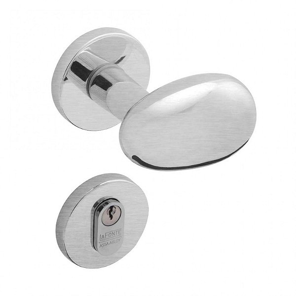 Conjunto Fechadura 608 La Fonte Latão Externa Cromado Acetin