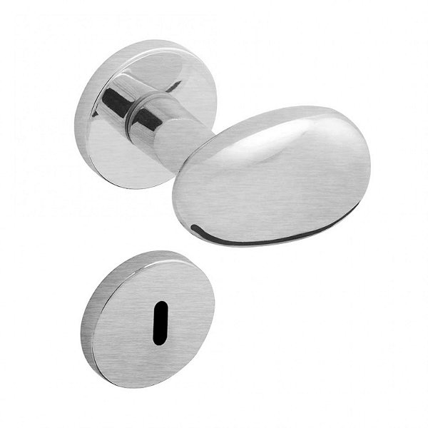 Conjunto Fechadura 608 La Fonte Latão Interna Cromado Acetin