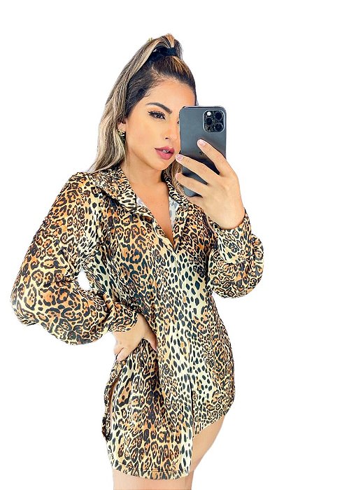 Saída de Praia CHAMISE CURTA Animal Print