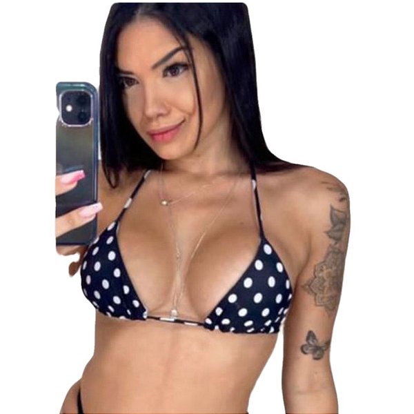 Top Cortininha Arpoador POÁ PRETO/BRANCO