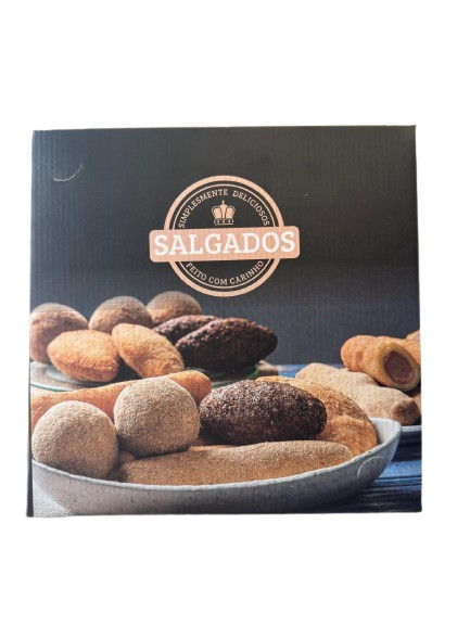 Caixa de Salgado 32x32x6cm Personalizada tmp/fundo (PCT 25 UNIDADES)