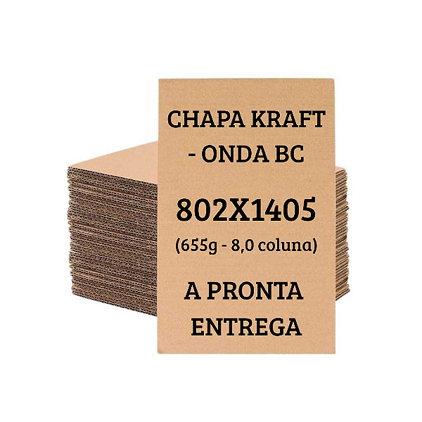 Chapa de Papelão Kraft Onda BC – 802x1405| 8,0 Coluna | 655g