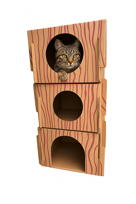 Toca para Gato 3 Andares em Papelão – Ecológica, Divertida e Confortável!