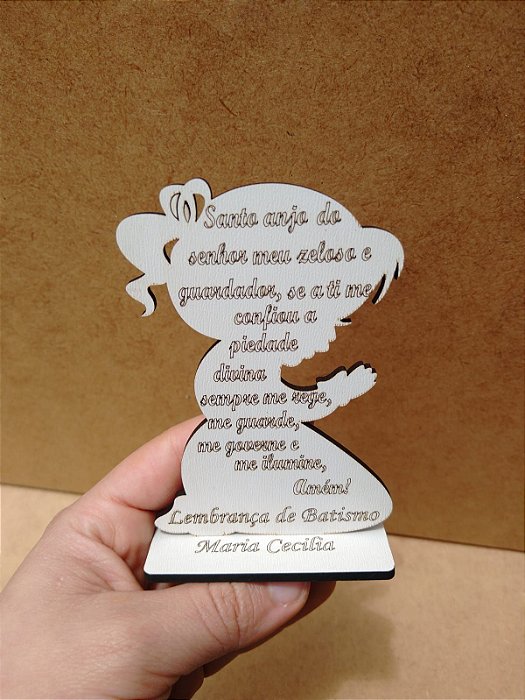 Lembrancinha em mdf - Oração Santo Anjo