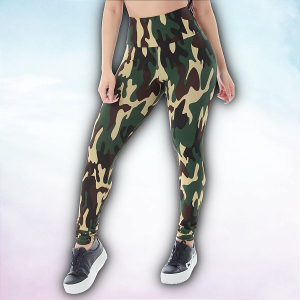 Calça Legging Camuflada Verde/Bege - Feekness - Moda Fitness com uma pegada  Geek!