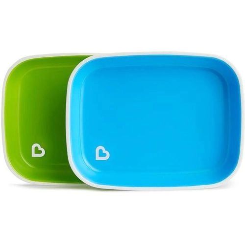 Conjunto com 2 Pratos Azul e Verde Munchkin (Splash Toddler Plate)
