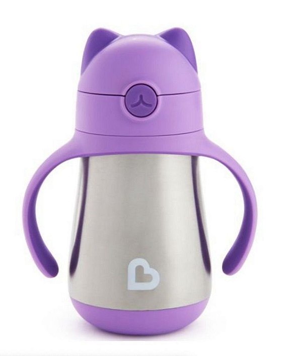 Copo com canudo Cool Cat™ Stainless Steel Munchkin Roxo