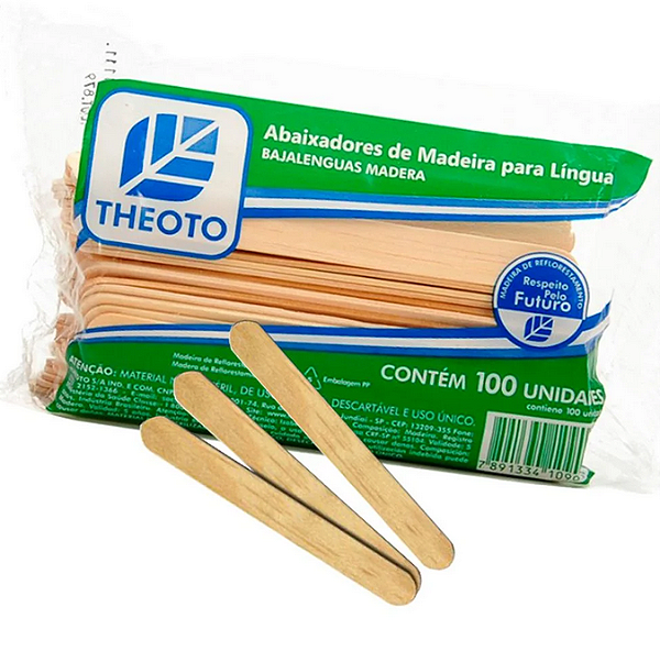 Abaixadores de madeira para Língua pct. c/ 100 unidades - Theoto