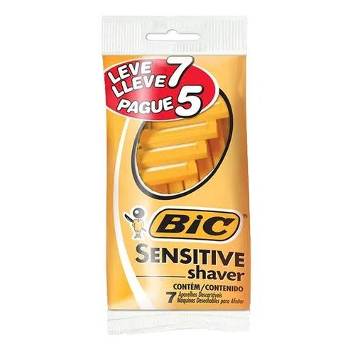Aparelho de Barbear Bic Sensitive Shaver Amarelo 02 Lâminas - Leve 07 pague 05