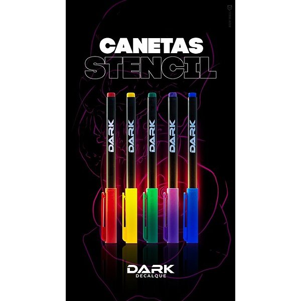 Caneta Free Hand Dark 1.4mm Brush Pen Ponta Japonesa Para Aplicação Direto na Pele