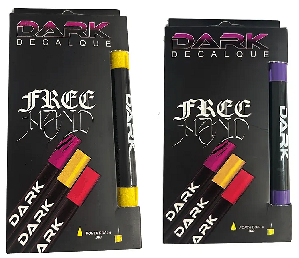 Caneta Free Hand Ponta Dupla Pen Dark