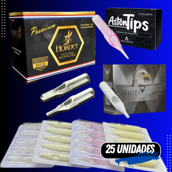 11RL/RS Ponteira Descartável  Tips P/ Tatuagem - 25 unidades avulsas