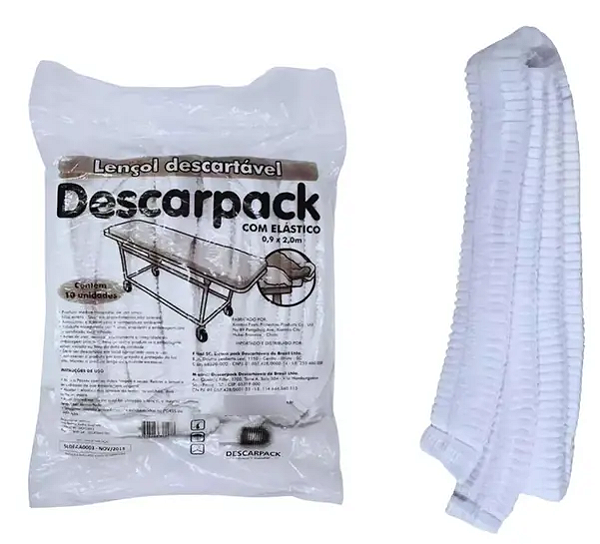 Lençol com Elástico Descarpack 0,90m x 2,00m – Pacote com 10 Unidades