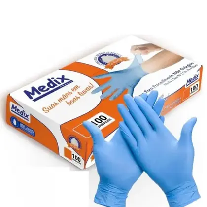 Luva "P" Azul Nitrílica - MEDIX - Caixa com 100 unidades
