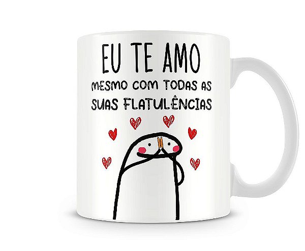 Caneca Namorados Amor Love Flork Casal Meme Cerâmica 325ml