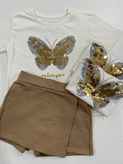 Conjunto Borboleta Dourada (Short Saia)