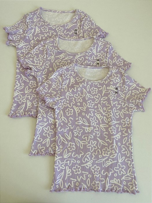 Blusa Canelada Estampada - Lilás