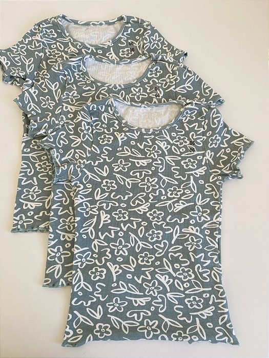 Blusa Canelada Estampada - Verde