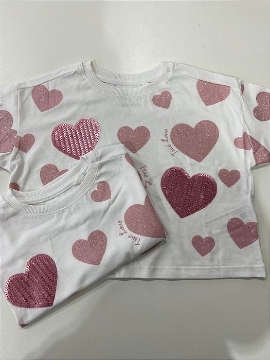 Kit Camiseta Coração Rosê