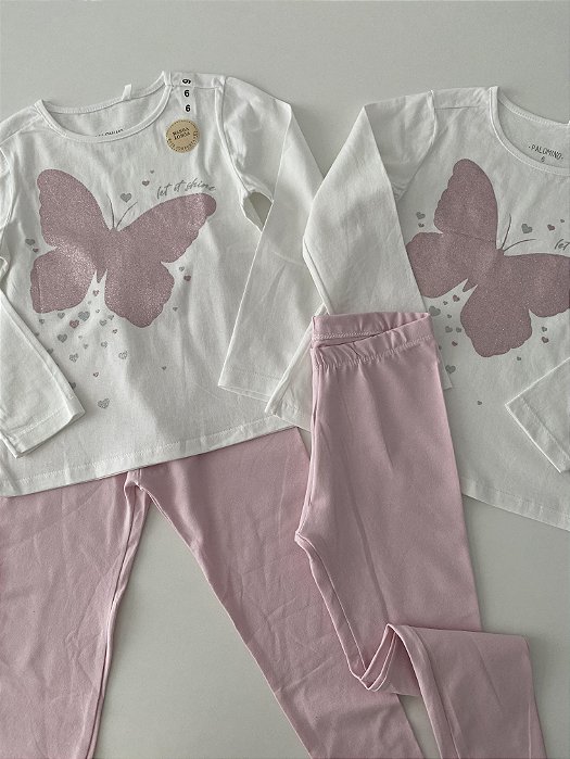 Kit Saldo - Conj. Borboleta Brilhante (Manga Longa + Legging)