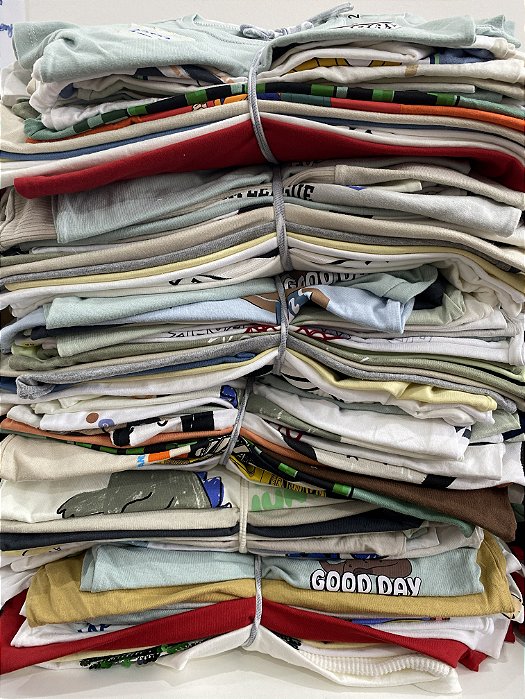 Camiseta Masc. R$ 13,90 - Kit Ponta de Estoque (Tam. 01 ao 08) 25 peças