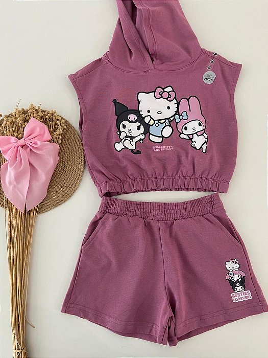 Conjunto Hello Kit Roxo - Ponta de Estoque